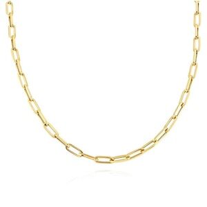 Macy’s Stainless Steel Gold Paperclip Chain Necklace